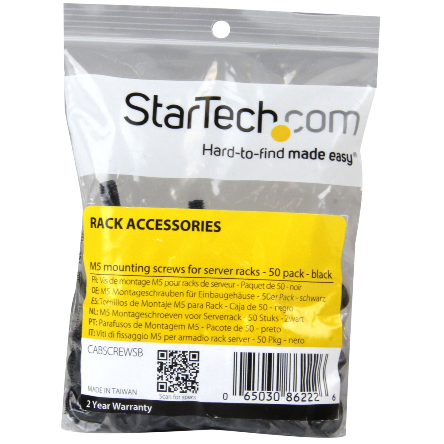 StarTech M5 Mounting Screws 50-Pack, Black, CABSCREWSB