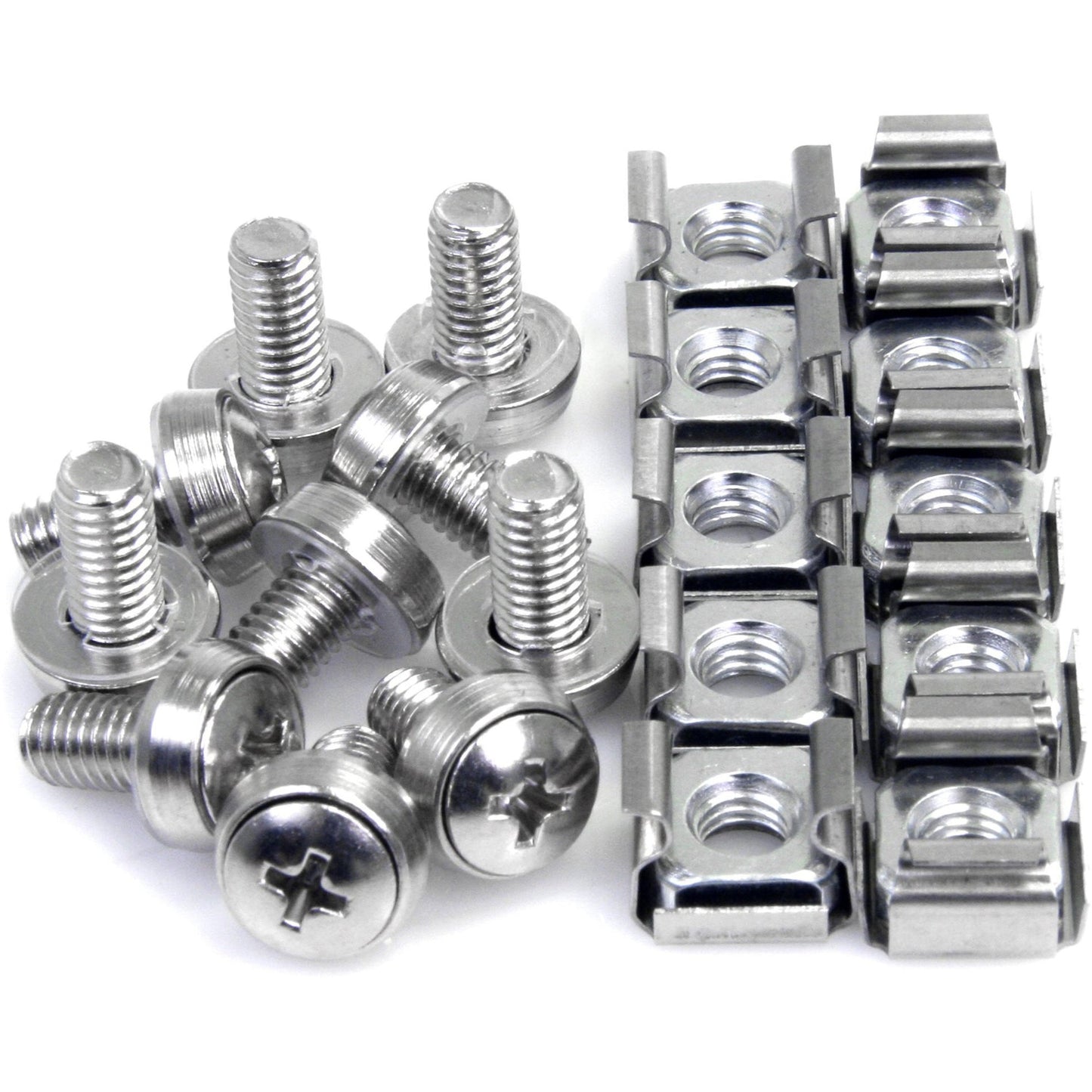 StarTech 50-Pack M6 Mounting Screws – Nickel-Plated, Silver