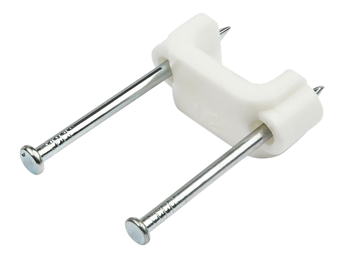 StarTech 100 Medium Cable Clips with Nails, White, TAA Compliant