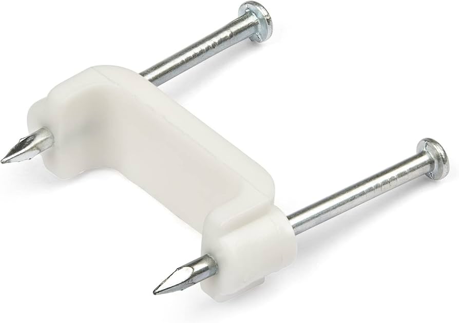 StarTech 100 Medium Cable Clips with Nails, White, TAA Compliant