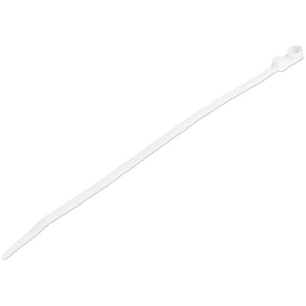 StarTech 8" Cable Ties with Mounting Hole, 100 Pack, White