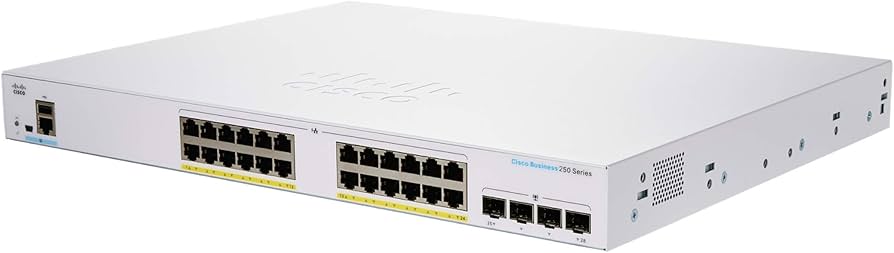 Cisco CBS250-24FP-4G Smart 24-Port Gigabit PoE+ Switch (Remanufactured)