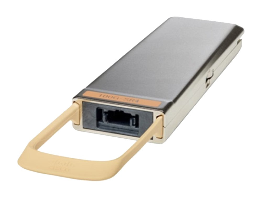 The Cisco CPAK-100G-SR4= is a high-speed optical transceiver module designed for 100GBASE-SR4 environments over multi-mode fiber. Ideal for data networking applications, it delivers reliable 100 Gigabit Ethernet performance over short reach (up to 100m on OM4 fiber). This transceiver is compliant with TAA standards and manufactured in Taiwan.