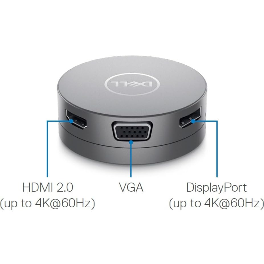 Adaptateur multiport Dell USB-C DA310, 7 en 1, 4K, USB-A, garantie 3 ans