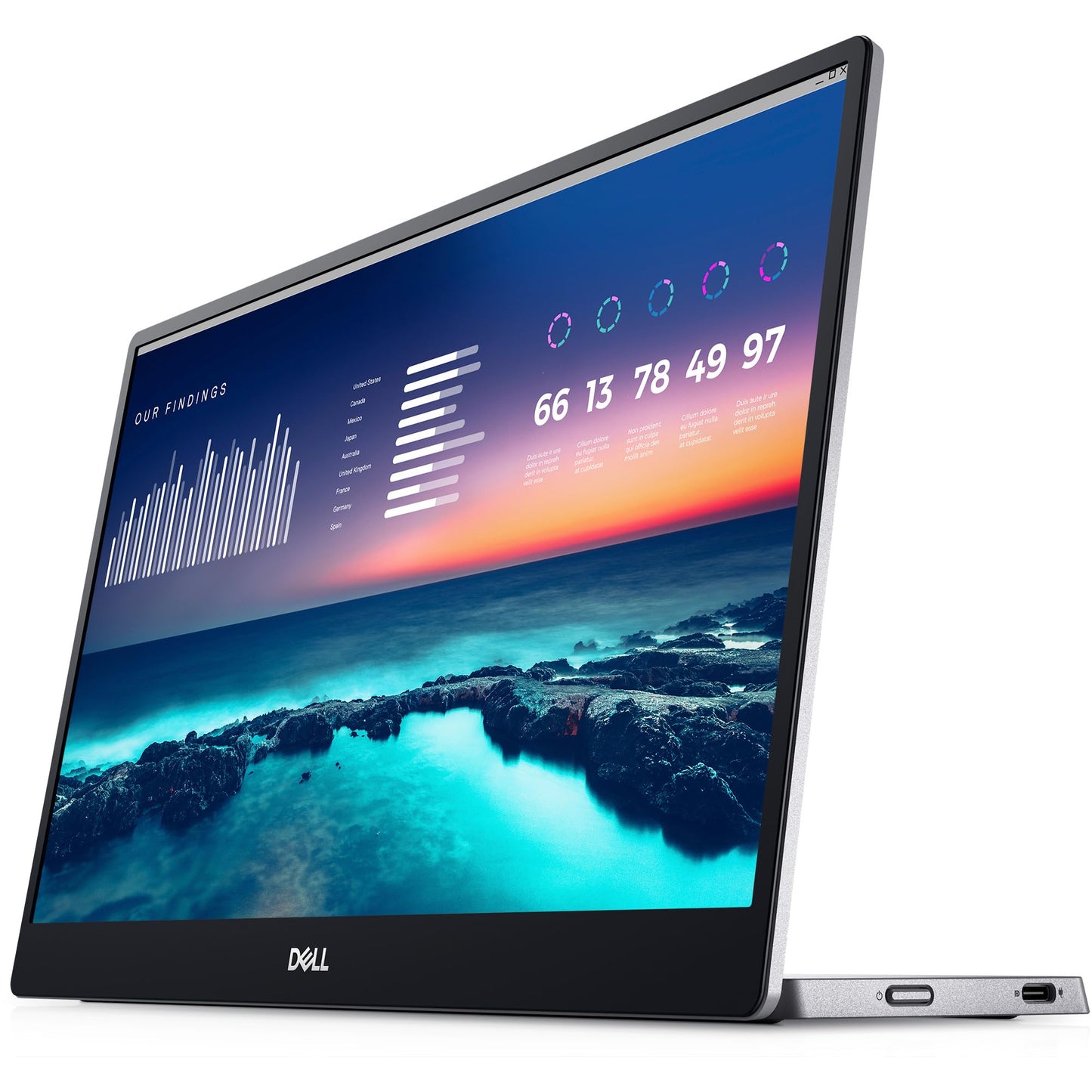 Écran portable Dell 14 P1424H, 14 pouces FHD IPS, USB-C, 300 nits