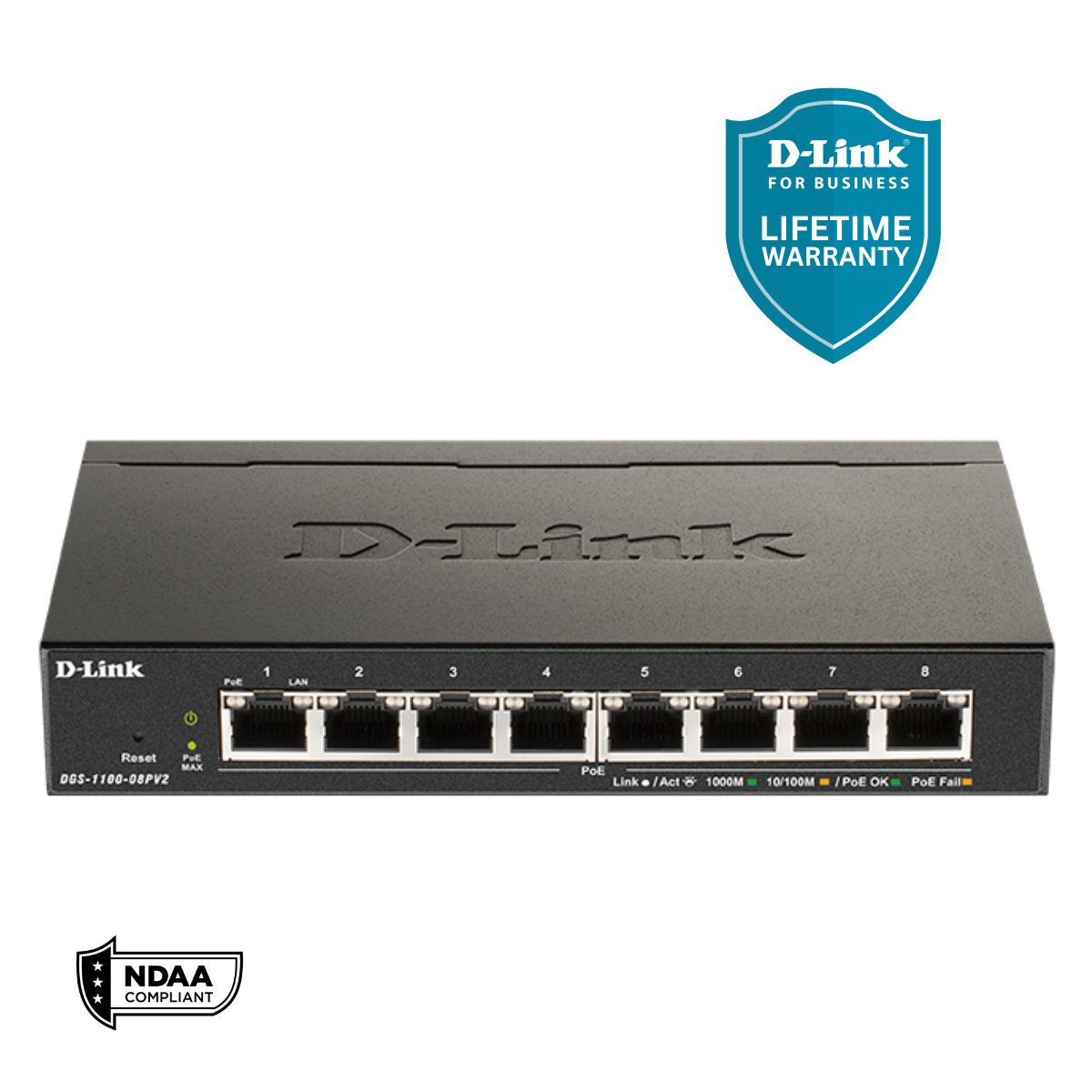 Commutateur PoE Gigabit intelligent géré à 8 ports D-Link DGS-1100-08PV2