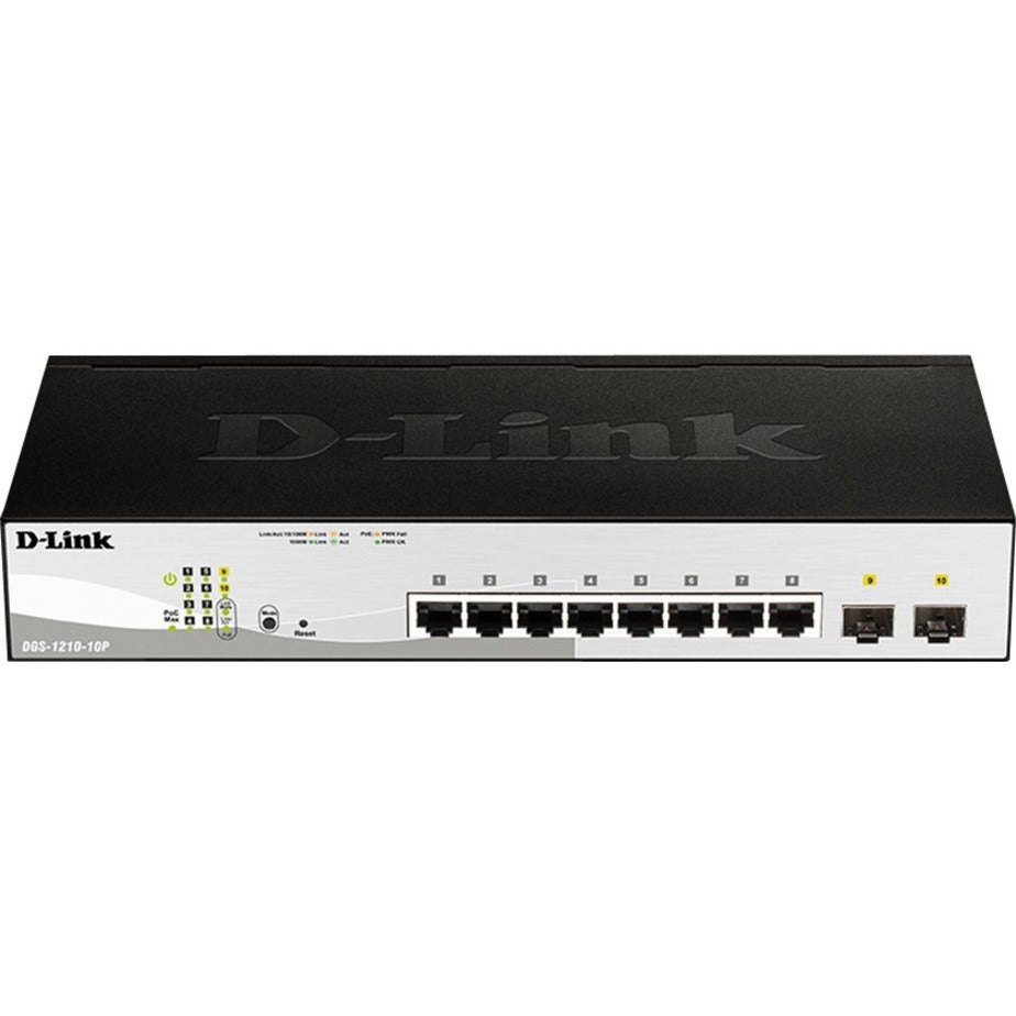D-Link DGS-1210-10P Smart Managed PoE Switch, 10-Port, 1U, Gigabit