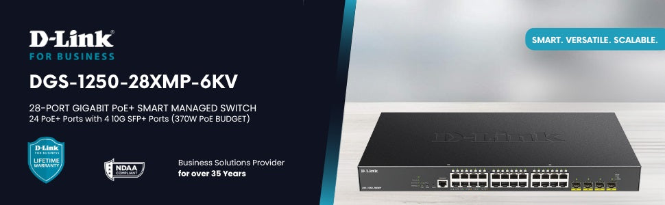 D-Link DGS-1250-28XMP-6KV Smart Managed PoE Switch with 10G Uplinks