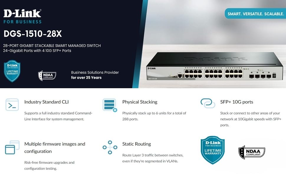 D-Link DGS-1510-28X 28-Port Managed Gigabit Switch with 10G Uplinks