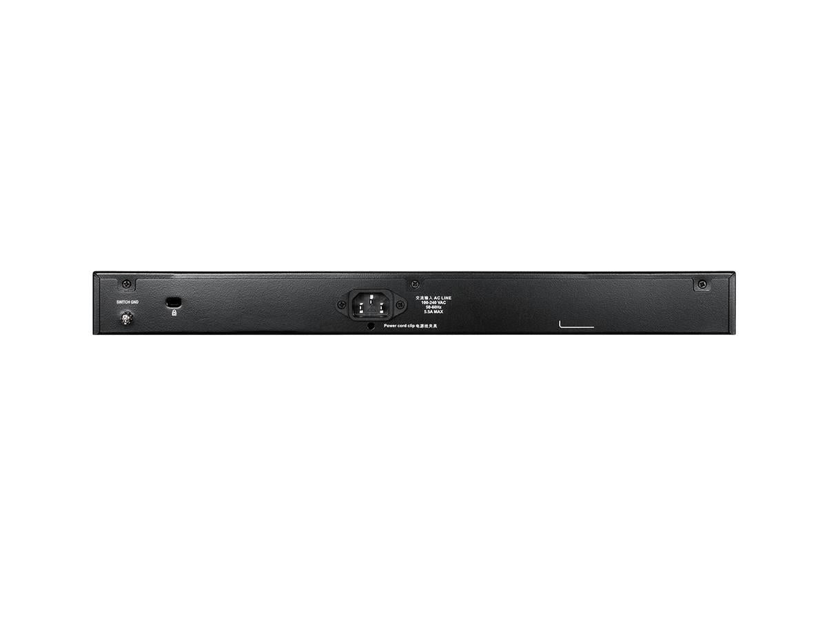 The D-Link DGS-1510-28XMP is a 28-port Smart PoE switch designed for scalability and high-performance networking. It features 24 PoE-enabled Gigabit Ethernet ports and 4 10G SFP+ uplinks, delivering a total data transfer rate of 10 Gbps. Engineered for robust operation, it supports advanced Layer 2/3 management, static routing, and offers a limited lifetime warranty.