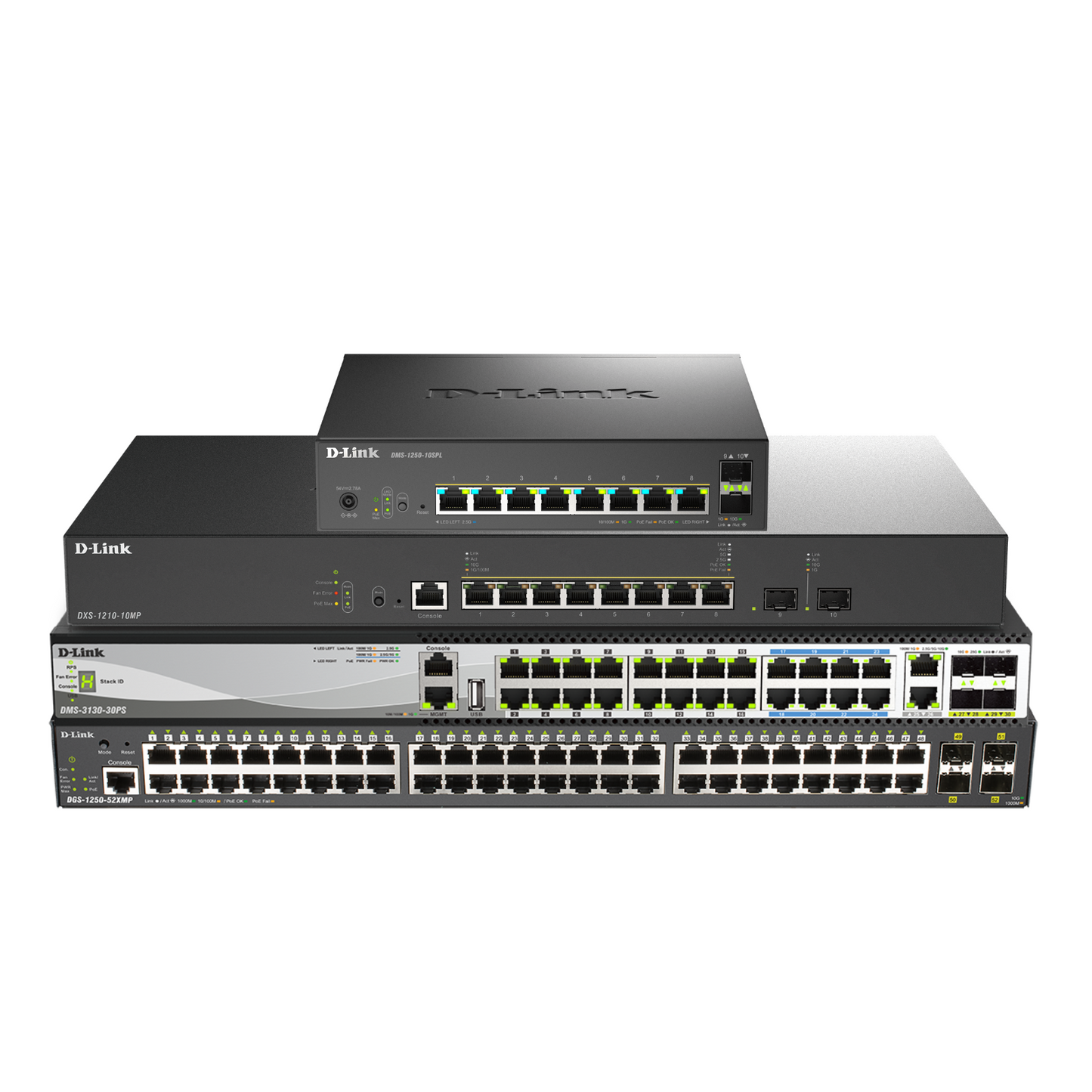 D-Link DGS-1520-52MP 52-Port Layer 3 PoE+ Switch, 10GbE, TAA Compliant