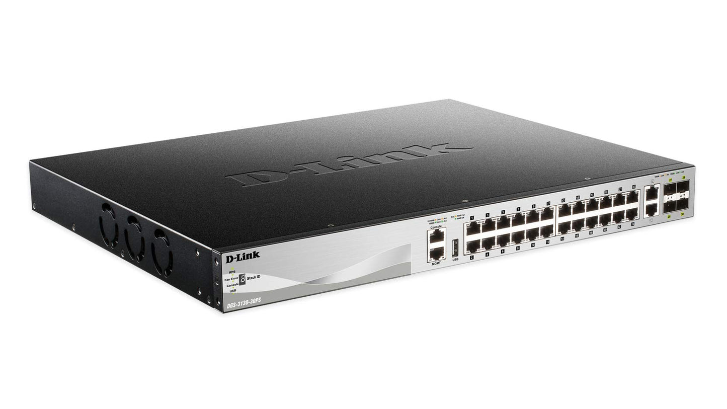 Commutateur Gigabit PoE 24 ports D-Link DGS-3130-30PS avec liaisons montantes 10G