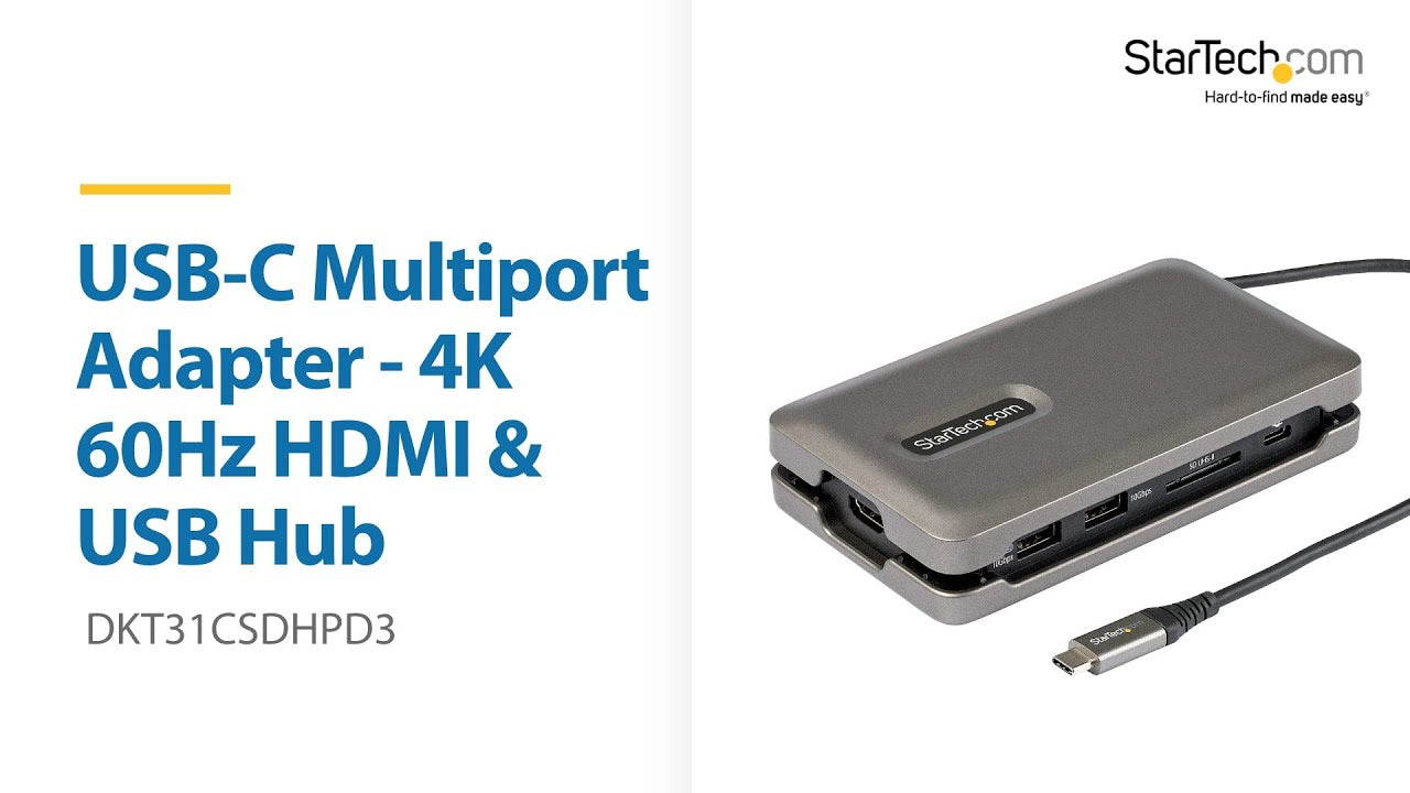 Adaptateur multiport USB-C StarTech HDMI PD DKT31CSDHPD3