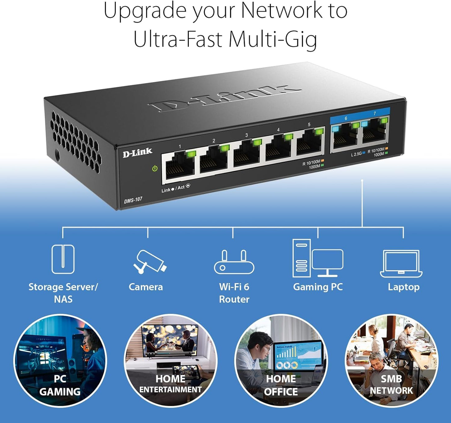D-LINK DMS-107 7-Port Multi-Gigabit Unmanaged Switch