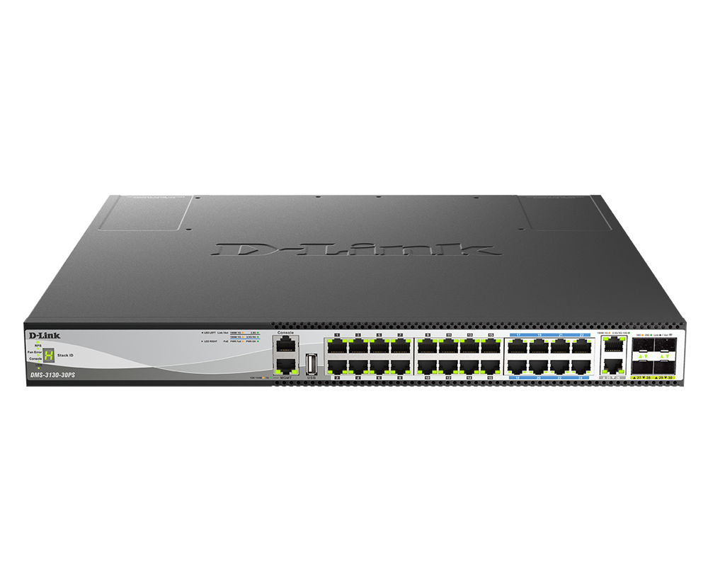 D-LINK DMS-3130-30PS 30-Port L2+ Multi-Gigabit PoE Switch 400Gbps 740W