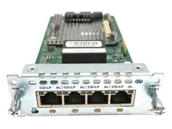 CISCO NIM-4MFT-T1/E1 is a compact, plug-in 4-port Multiflex Trunk Module for voice and clear-channel data over T1/E1 lines. Designed for Cisco 4000 series Integrated Services Routers, it supports SNMP remote management and provides flexibility for multi-service WAN deployments. With integrated DSU/CSU capabilities and TAA compliance, it simplifies deployment in enterprise and government networks.