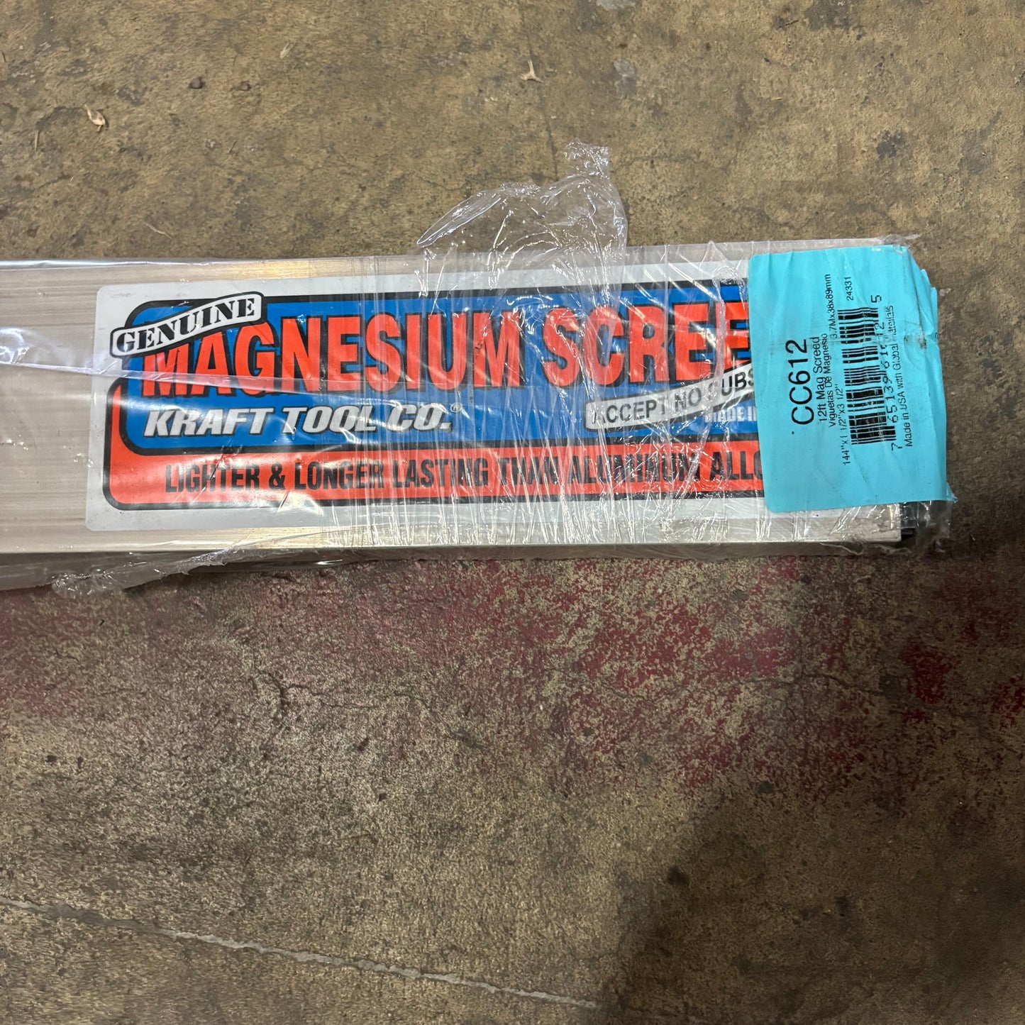 KRAFT TOOL CO. Magnesium Screed 120”x1 1/2”x3 1/2”, Aluminum CC612