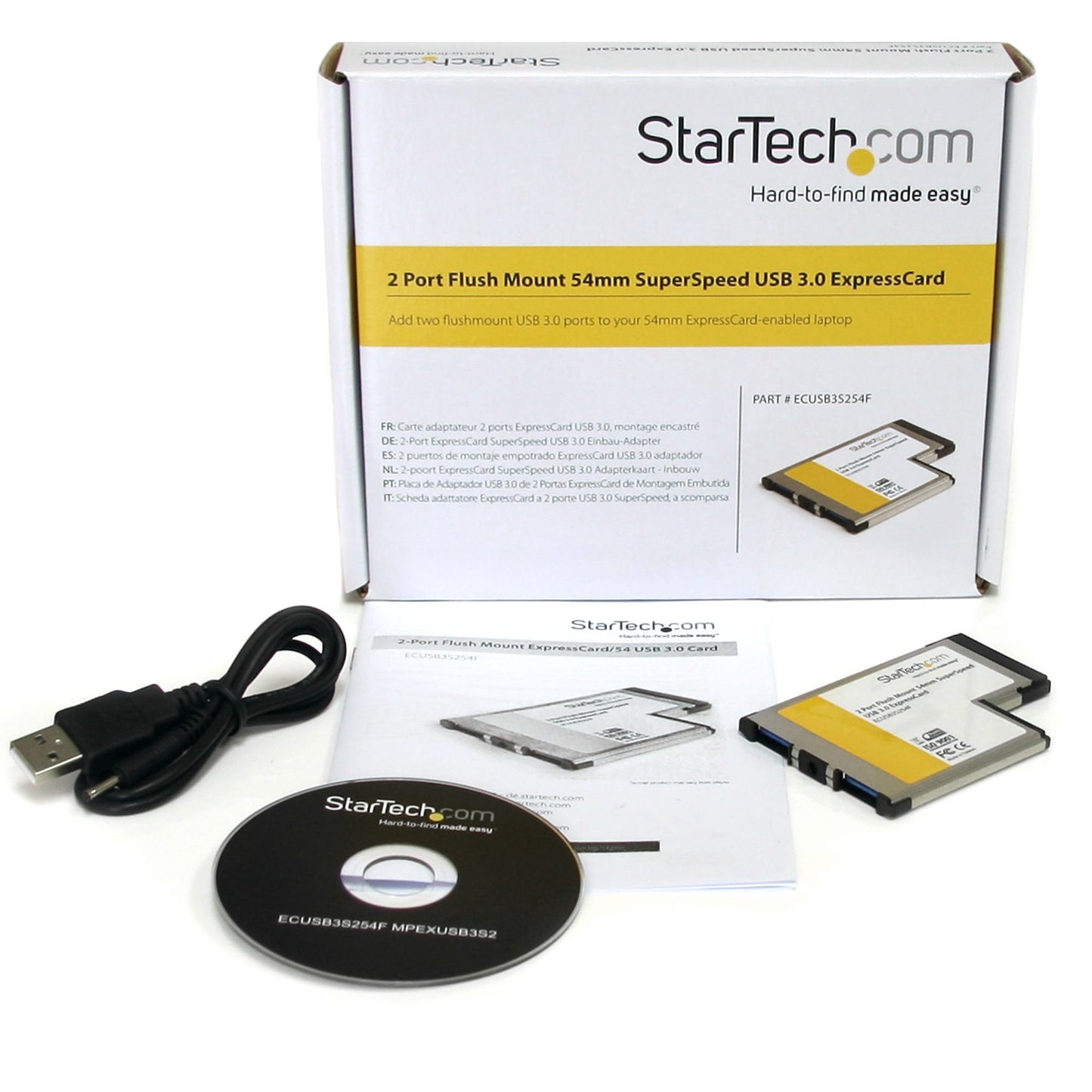 STARTECH Flush Mount 54mm ExpressCard USB 3.0 Adapter, 2-Port