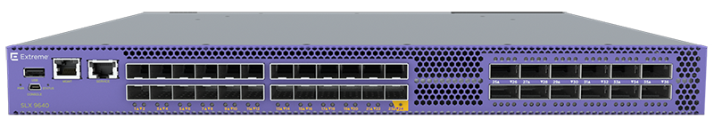 Routeur Extreme SLX 9640-24S-AC-F avec 24 ports SFP+ et 4 ports QSFP28, 1U, alimentation secteur