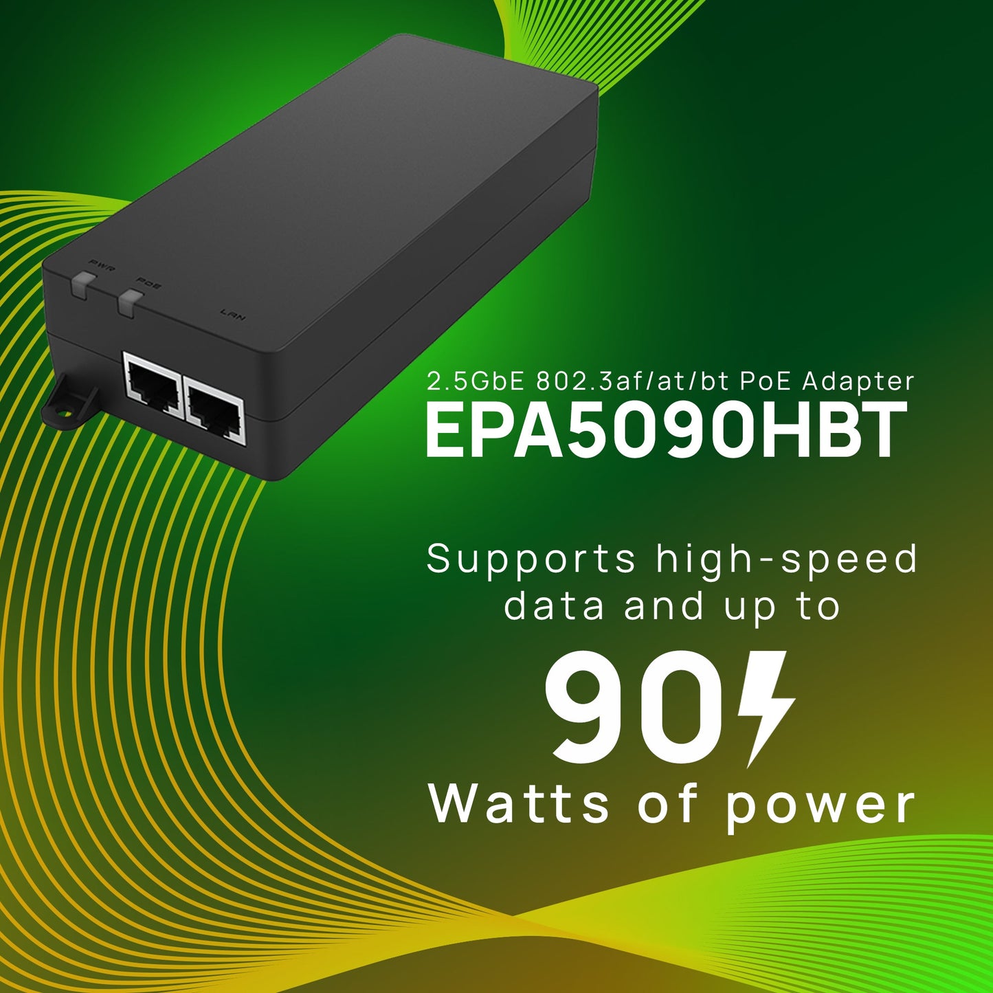 Adaptateur ENGENIUS EPA5090HBT PoE++ 90 W avec entrée de données 2,5 Gb