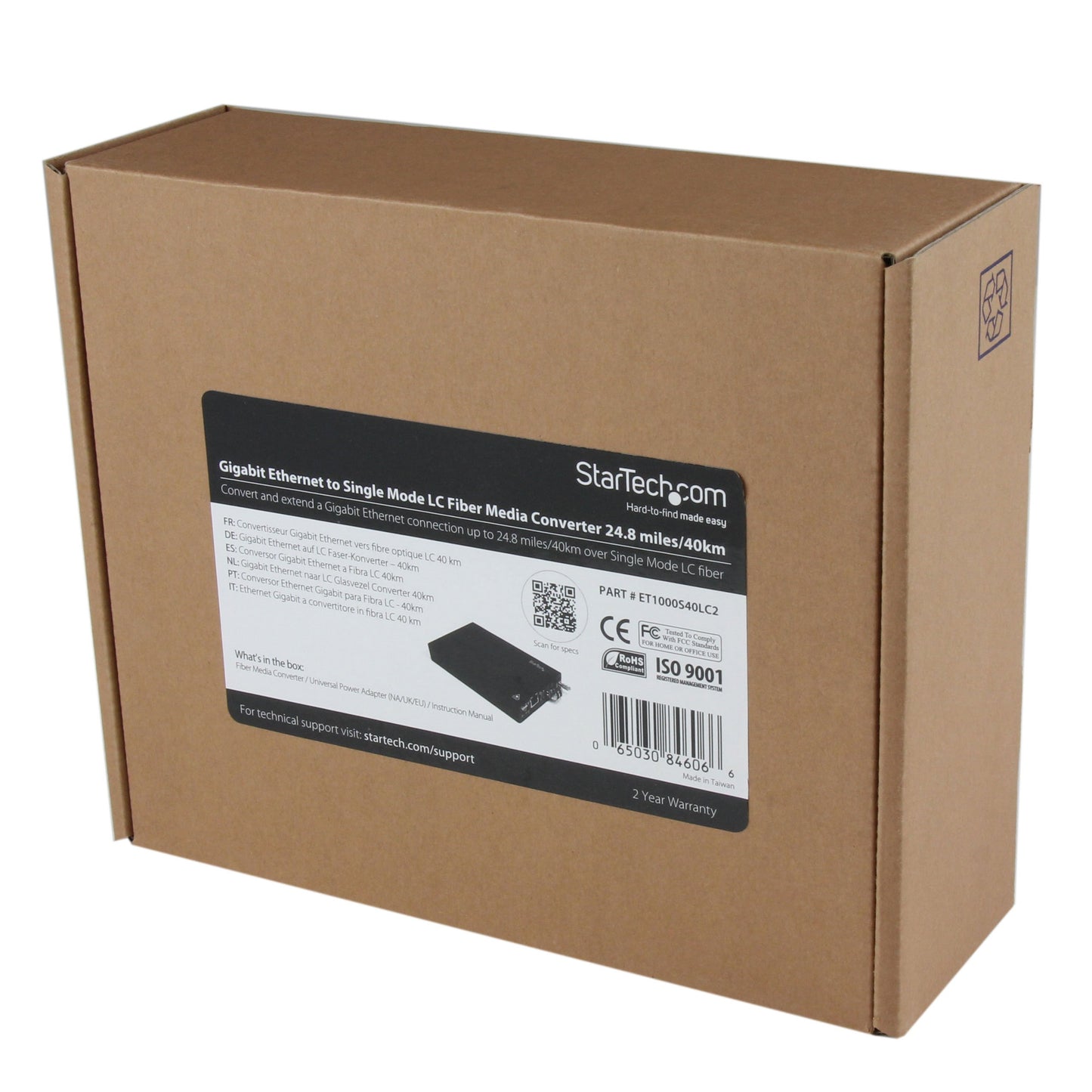 Convertisseur de média fibre Gigabit StarTech LC 40 km, SMF, 1000Base-SX, ET1000S40LC2