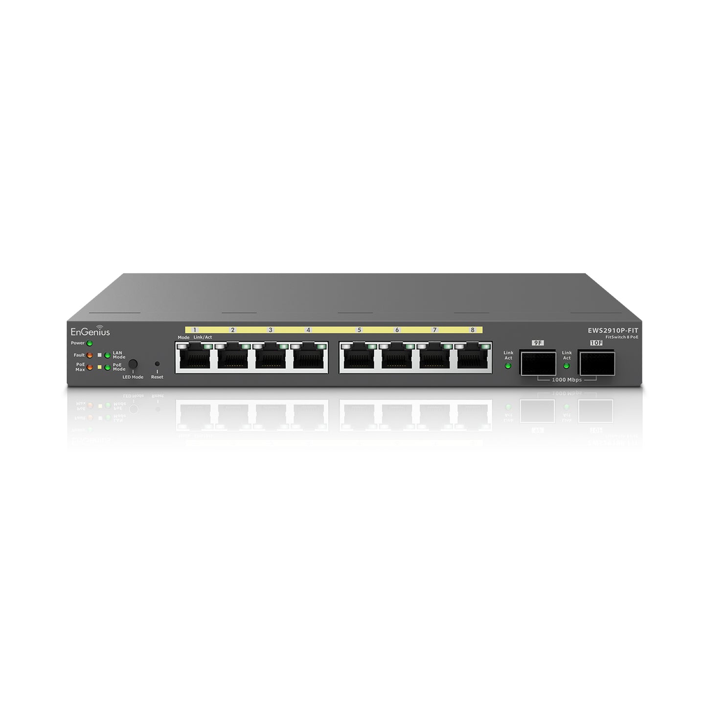ENGENIUS EWS2910P-FIT 8-Port Gigabit PoE+ L2+ Switch with 2 SFP, 55W Budget