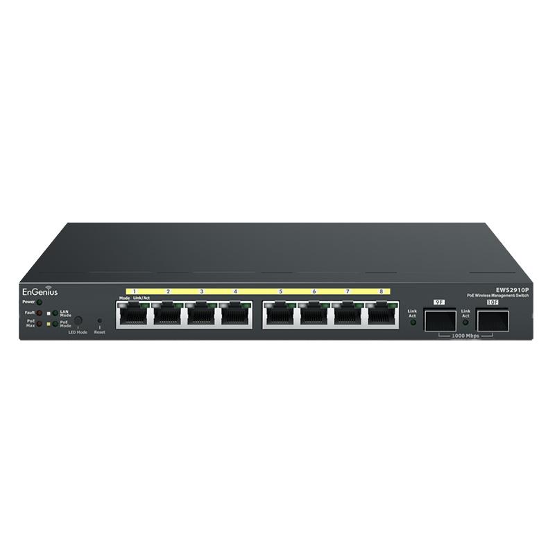 ENGENIUS EWS2910P-FIT 8-Port Gigabit PoE+ L2+ Switch with 2 SFP, 55W Budget