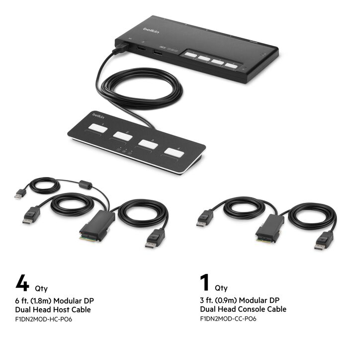 Commutateur KVM modulaire sécurisé Belkin 2 ports DP avec télécommande PP4.0