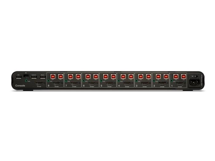 Belkin 8-Port Single Head DP/HDMI to DP/HDMI Video Secure Desktop KVM Switch PP4.0. Designed for secure, high-resolution desktop environments, it supports up to 8 computers and delivers seamless video switching with compliance to NIAP PSD 4.0 standards.