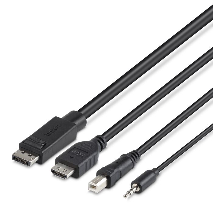 Câble KVM double Belkin TAA HDMI, DP, USB, audio, 3 m (F1DN2CC-HHPP10T)