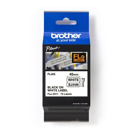 Étiquettes drapeau en polyester Brother FLE2511, 0,82 po x 1,7 po, 72 unités