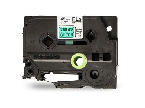 Designed for durability and visibility, the Brother FLE7511 flag labels feature black ink on a bold green polyester surface. These 21mm x 45mm labels fold to 10.5mm x 45mm, ideal for identifying cables, wires, or small components. Supplied in packs of 72, they ensure organized labeling in professional environments.