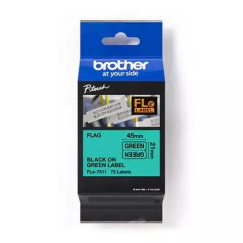 Étiquettes drapeau en polyester Brother FLE7511, 21 mm x 45 mm, paquet de 72
