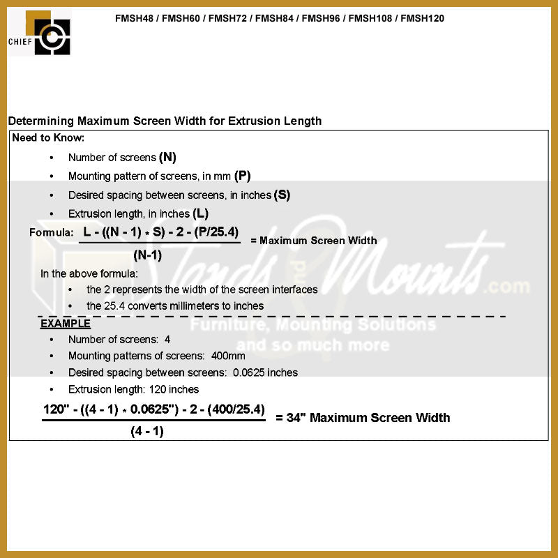 Accessoire de montage pour panneau de menu CHIEF FMSH48 48