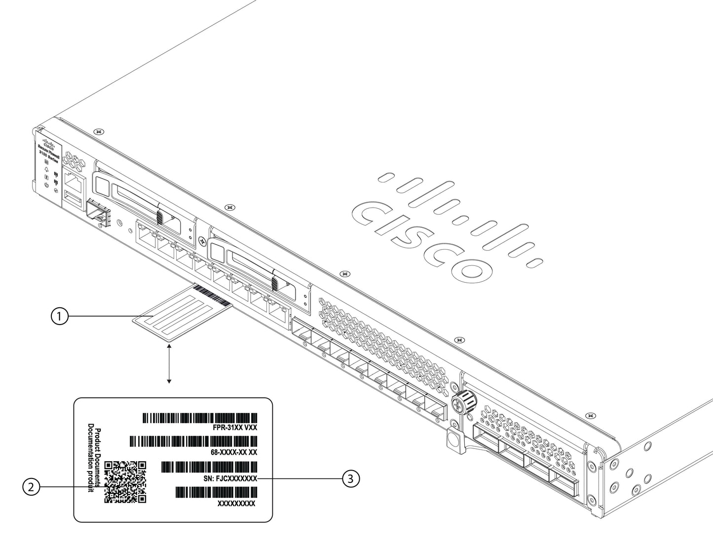 Appareil Cisco Secure Firewall 3140, 1U de rechange, SSD, sans alimentation ni ventilateur