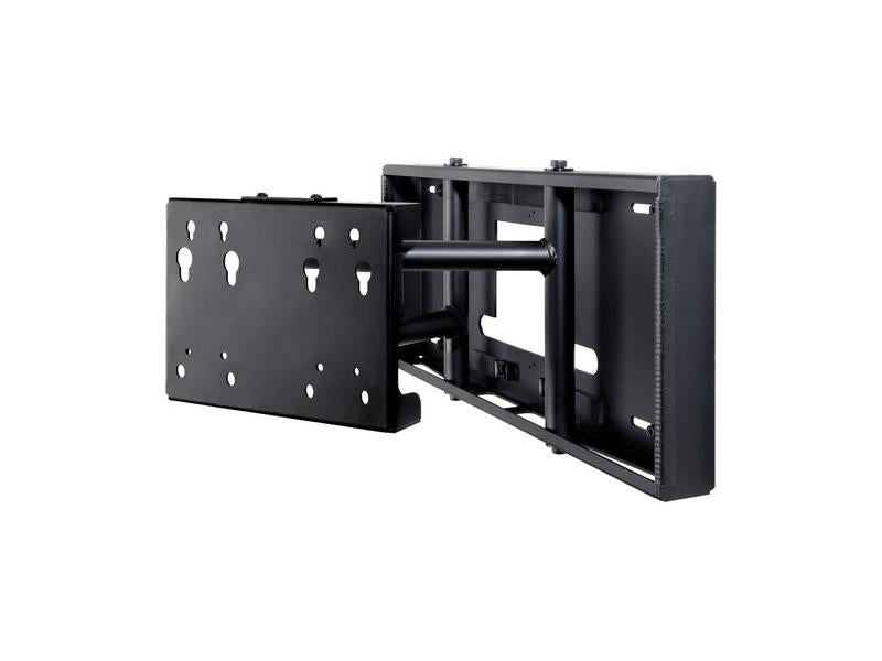 This Peerless FPS-1000 pull-out swivel mount is designed for 32" to 80" displays, supporting up to 150 lb (68 kg). Ideal for installations requiring accessibility, the black wall mount offers smooth swivel and extension functionality with an ultra-low profile. Designed for professional or high-demand environments such as control rooms or digital signage setups.
