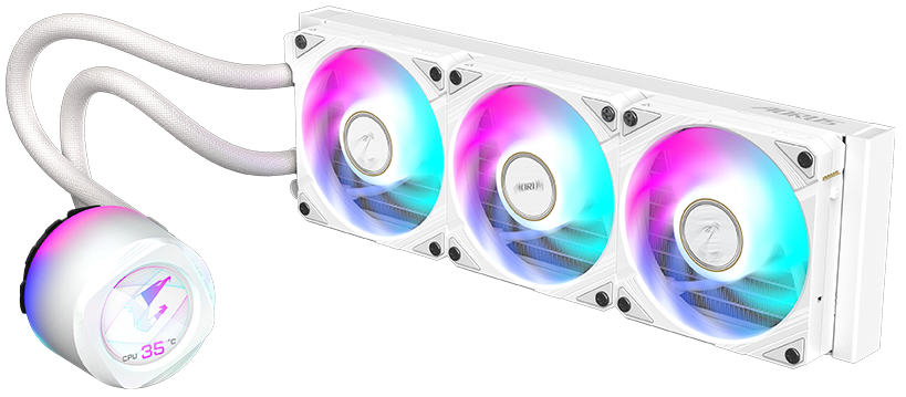 GIGABYTE AORUS WATERFORCE X II 360 ICE Liquid CPU Cooler, White, 360mm