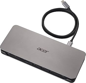 Station d'accueil ACER Dock ADK233 USB-C Gen1 Argent avec cordon d'alimentation US