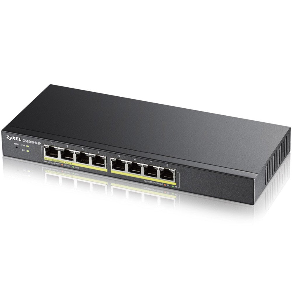 ZYXEL GS1900-8HP Fanless 8-Port GbE PoE+ Web Managed Switch (70W)