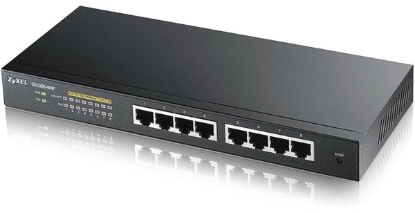 ZYXEL GS1900-8HP Fanless 8-Port GbE PoE+ Web Managed Switch (70W)