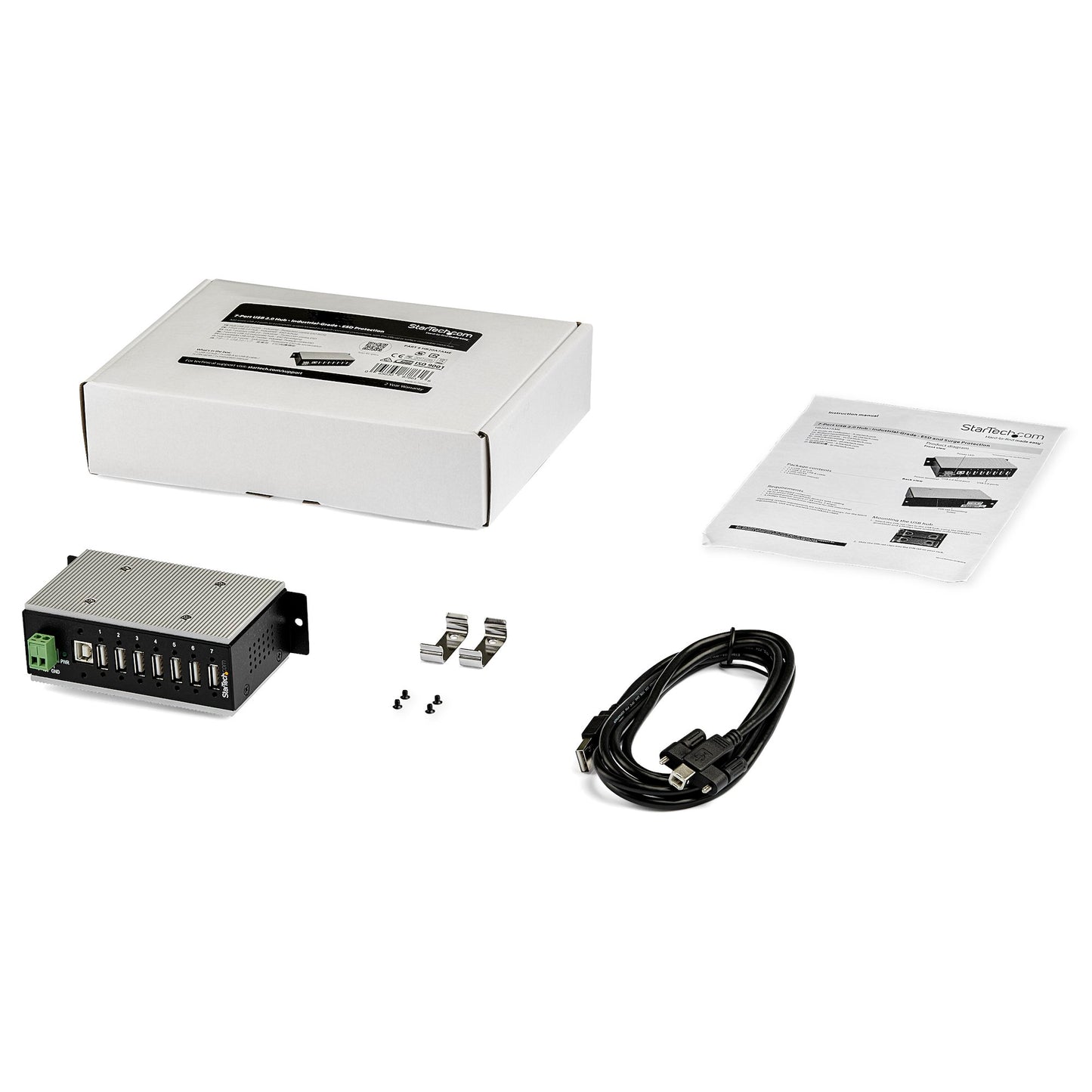 Hub USB 2.0 industriel StarTech HB20A7AME à 7 ports avec protection contre les surtensions