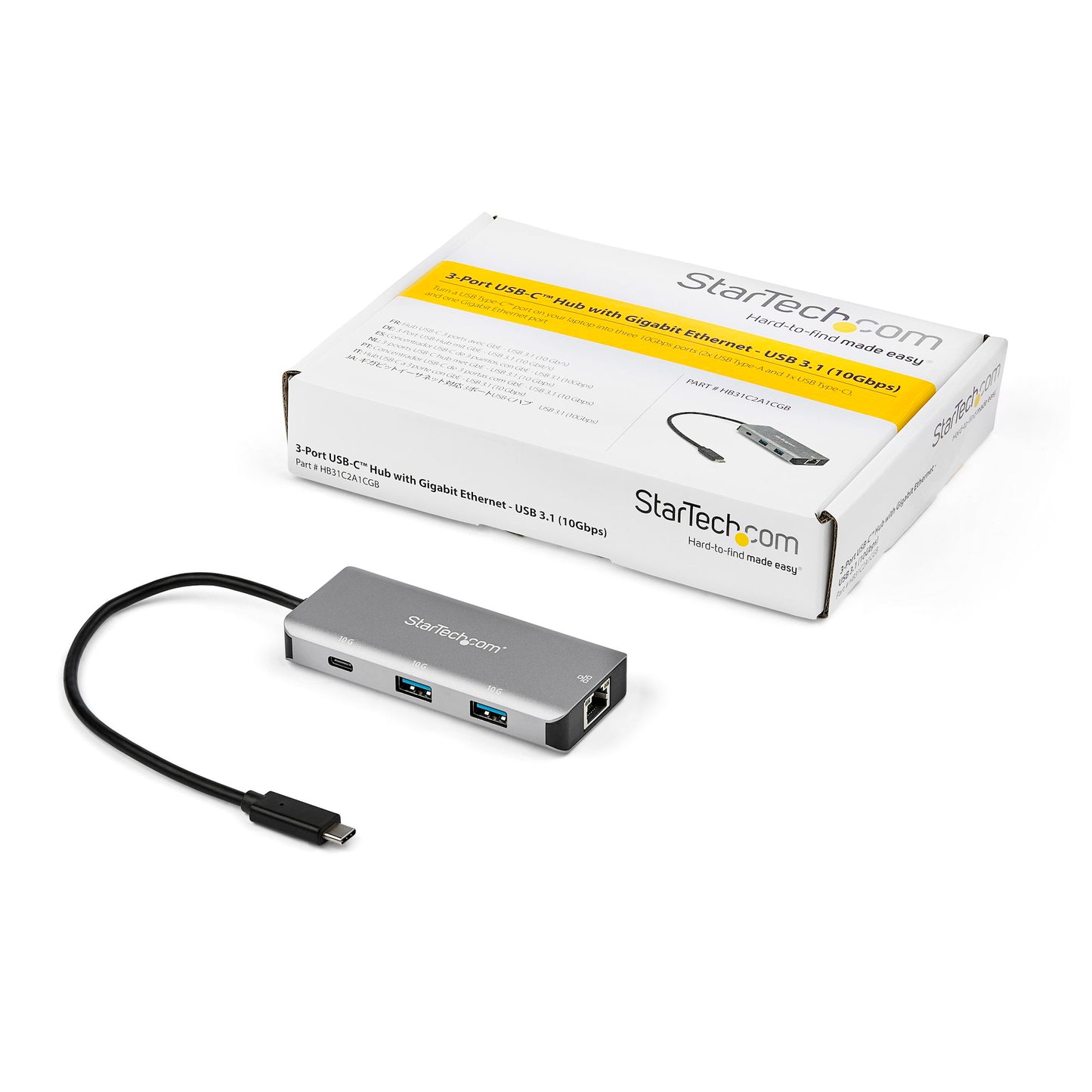 StarTech Hub USB-C 3 ports 10 Gbit/s avec GbE - HB31C2A1CGB