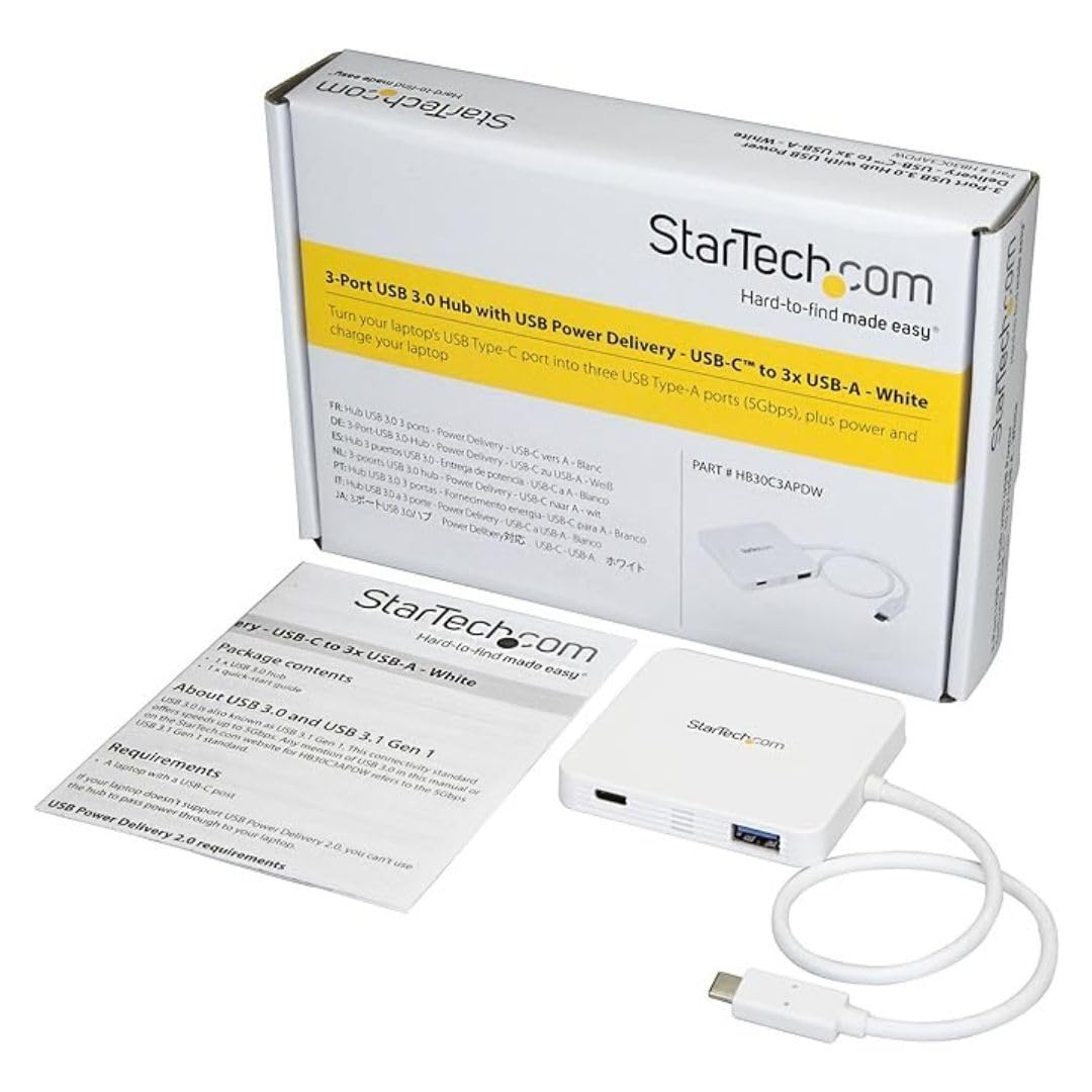Hub USB-C StarTech avec 3 ports USB-A et charge rapide