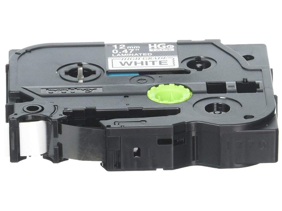 The Brother HGE2315PK Label Tape 5-Pack provides durable labeling with clear black ink on high-contrast white tape. Each roll measures 0.47 inches wide and extends to 26.2 feet, making it ideal for high-volume labeling needs. This tape is TAA compliant and made in Japan, ensuring reliability and regulatory compliance in professional environments.