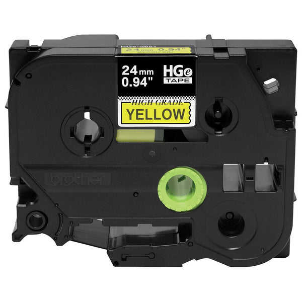Brother HGE6515PK 24mm Black on Yellow Label Tape, 5 Pack