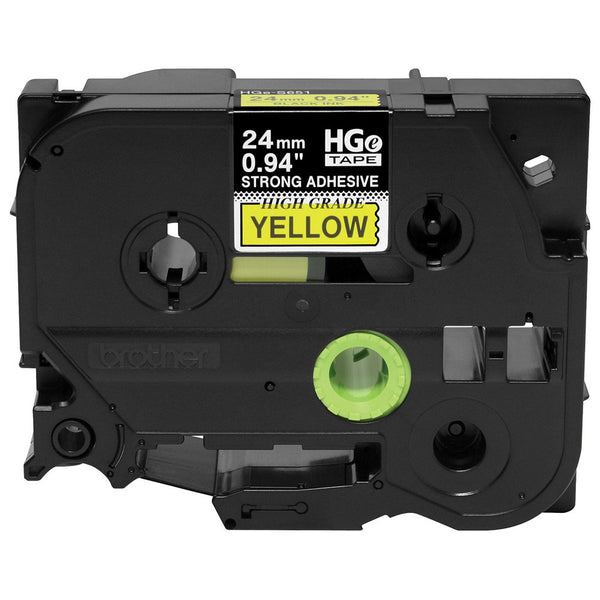 Brother HGES6515PK 24mm Black on Yellow Extra-Strength Label Tape 5 Pack