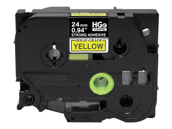 Brother HGES6515PK 24mm Black on Yellow Extra-Strength Label Tape 5 Pack