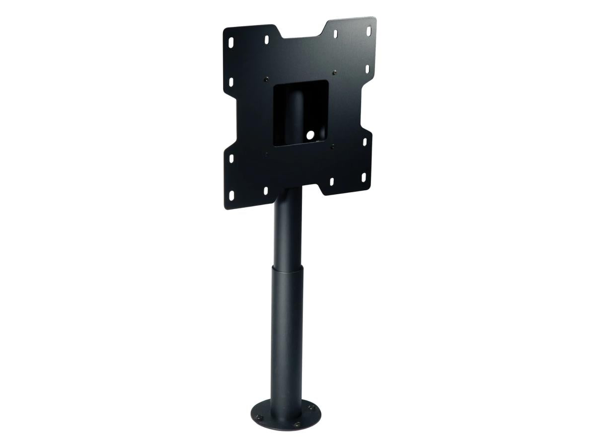 The Peerless HP432-002 Desktop Swivel Mount is designed for mounting 26" to 37" flat panel TVs on desktops or counters. With a weight capacity of up to 80 lb (36 kg), it supports various VESA patterns (100x100, 100x200, 200x100, and 200x200 mm) and offers a clean, stable mounting solution. Its +30°/-30° swivel range provides versatile viewing angles for optimal user experience in any setting.