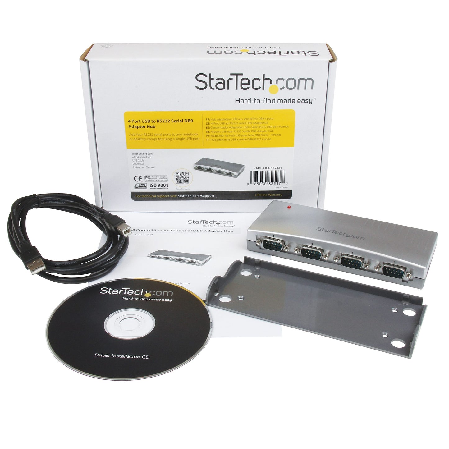 StarTech 4-Port USB to RS232 Serial Adapter Hub, ICUSB2324