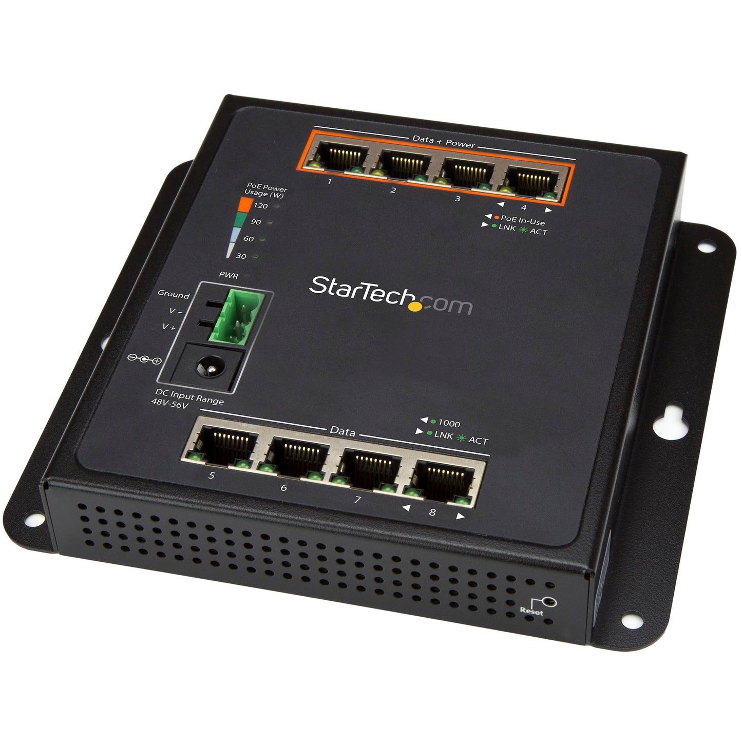 STARTECH Industrial 8+2 Port Gigabit PoE+ Switch, IP-30, DIN Mount